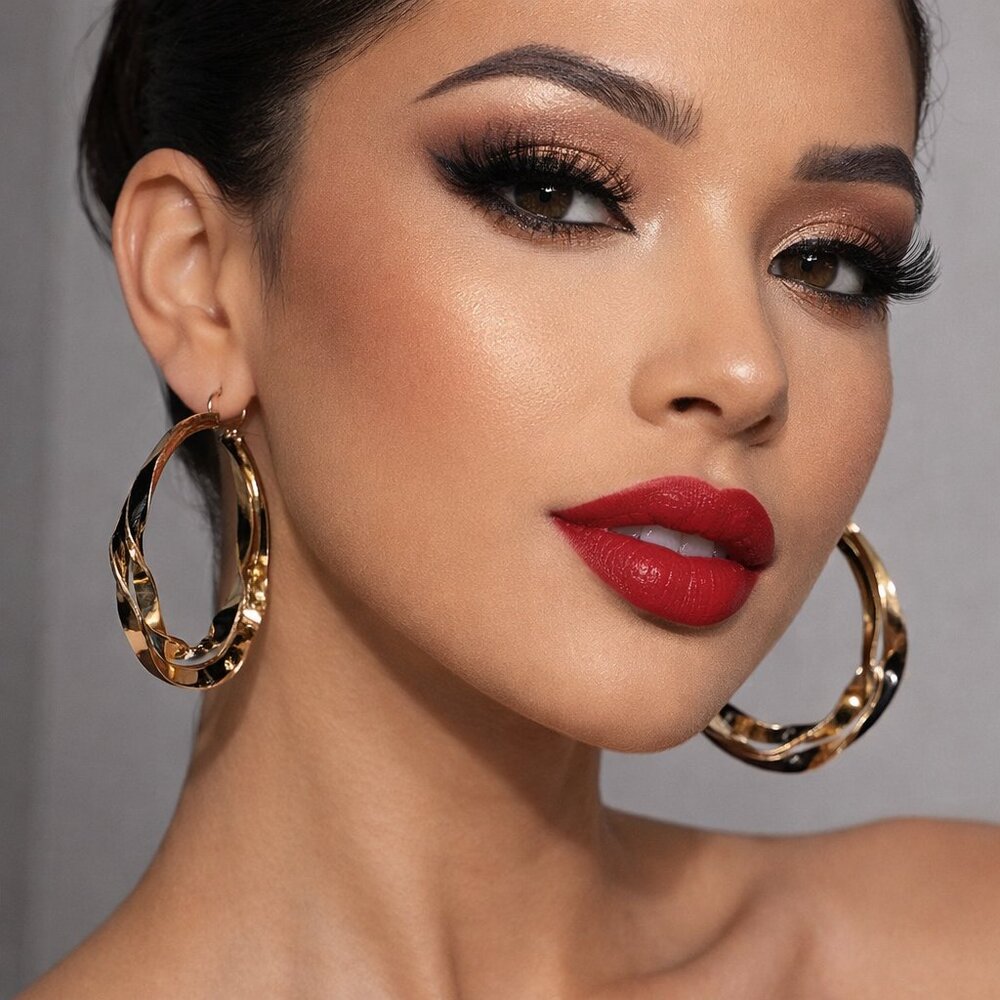g by Gennaro Black and Gold Tone Twisted Hoops‎
